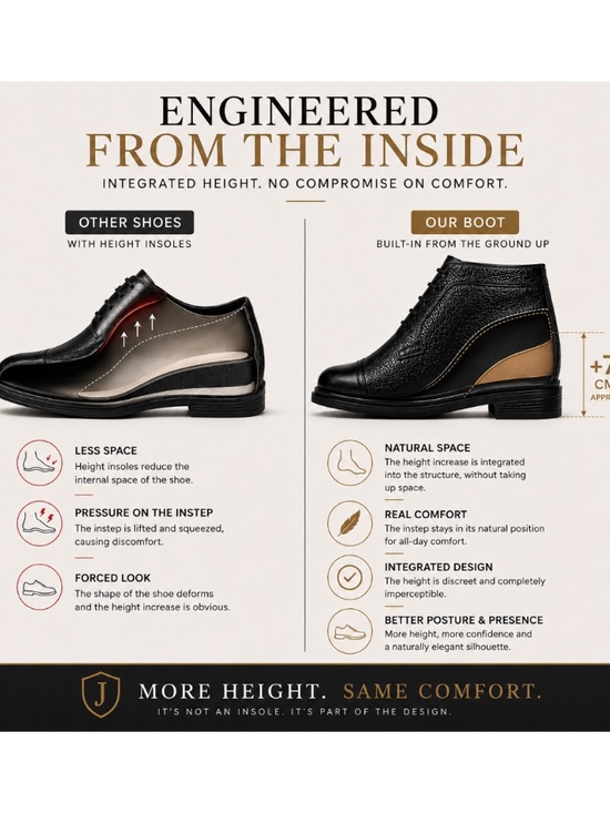 3 inch Height Increase Dress Boots Premium Comfort Genuine Leather main image 7